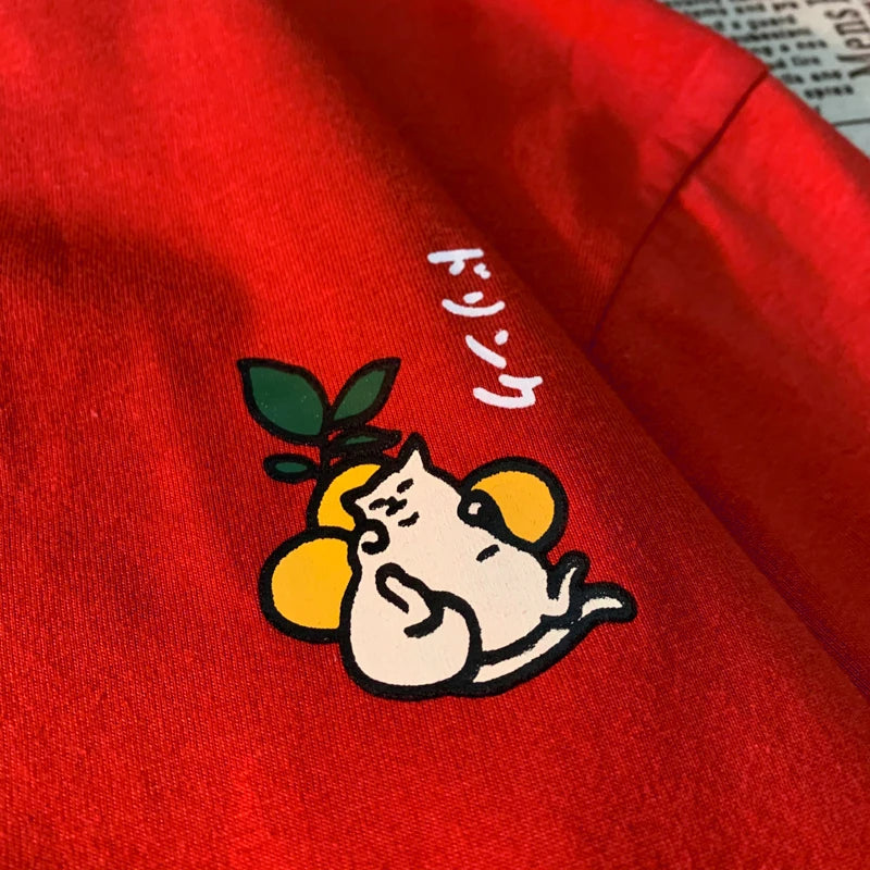 Cute Japanese Cat Print Oversized T-shirt Women Men Short Sleeve Loose Casual Tee Shirt Streetwear Tops Cotton Harajuku Clothing.