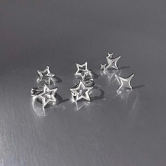 Y2K Style Hollow Pentagonal Stud Earrings for Women Personalize Star Asterism Round Ear Buckle Metal Accessories Fashion Jewelry.