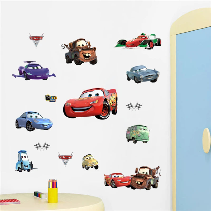 3d Macqueen Cars Broken Hole Wall Sticker For Kids Bedroom Home Decoration Cartoon Anime Mural Art Pvc Movie Poster Boys Decals.