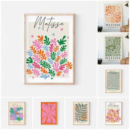 Modern Abstract Art Wall Prints Matisse Exhibition Poster Colorful Flowers Leaves Canvas Painting Dorm Living Room Decor.