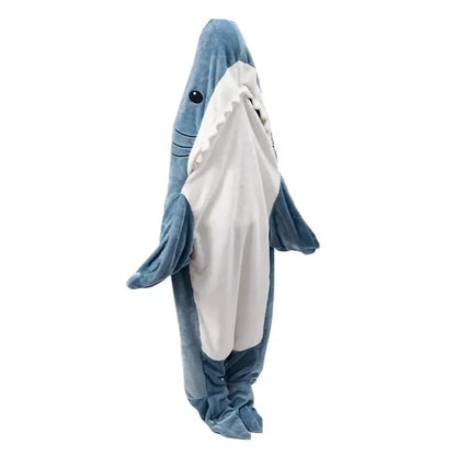 Shark Cartoon Sleeping Bag Adult Pajama Hooded Warm Flannel Blanket Funny Homewear Super Soft Onesie Sleeping Bag Winter Warm.
