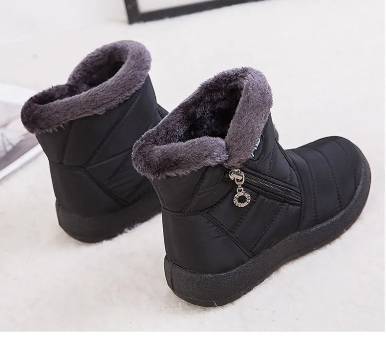 Women's Boots Women's Ankle Boots With Fur Winter Shoes Women Low Heels Winter Boots Snow Waterproof Botas Mujer Winter Footwear.