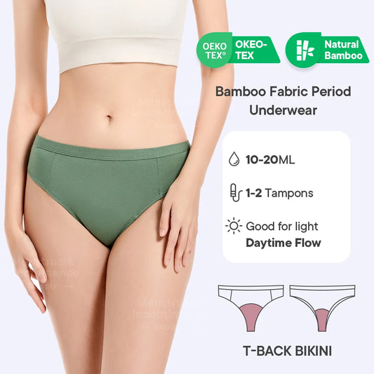 Bikini Menstrual Panties Eco-friendly Reusable Breathable Leakproof Period Underwear for Women Bamboo Fibre.