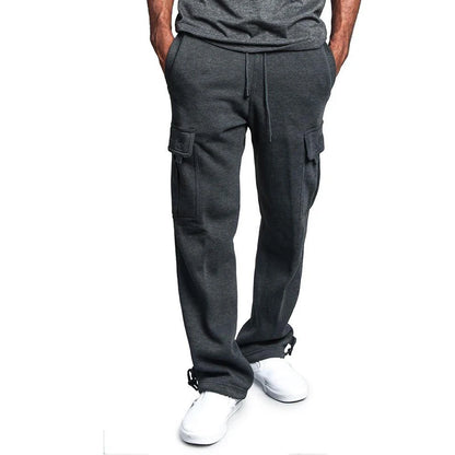 Mens Sweatpants Straight Fit Joggers for Sports and Streetwear Loose Oversized Drawstring Long Pants Men Multi-pocket Pants.