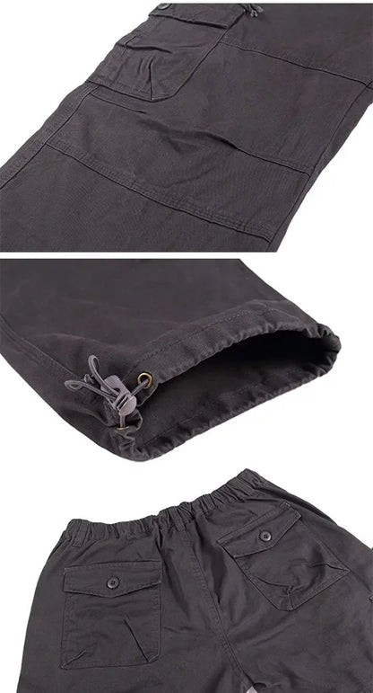 2025 Men's Casual Elastic Waist Plus Size Cargo Pants Multiple Pockets Loose Fit Trousers For Construction Site