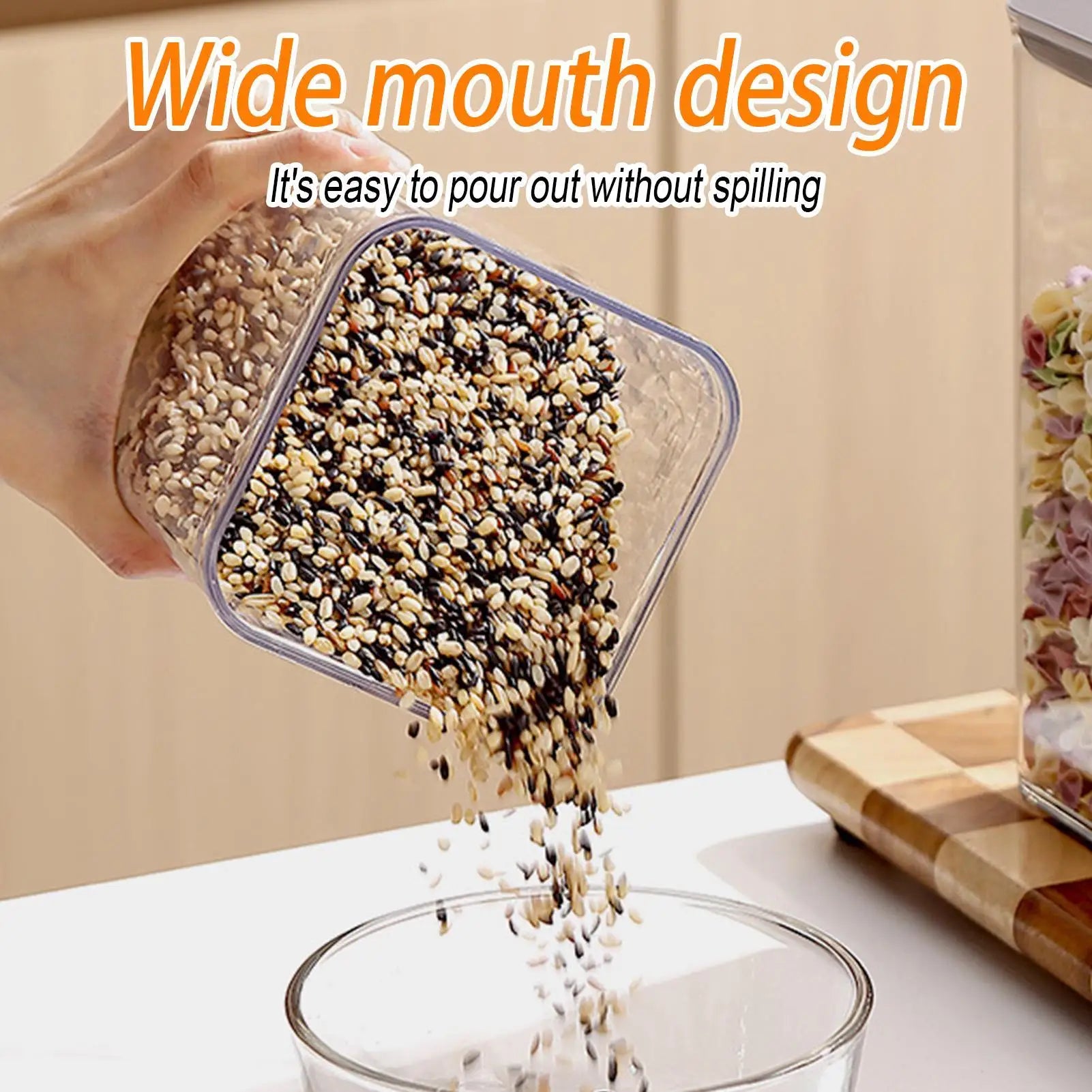 Cereal Container Kitchen Airtight Jars Clear Stackable Sealed Jar for Rice Pet Food Home Bakers Pantry Organizers Dried Fruits.