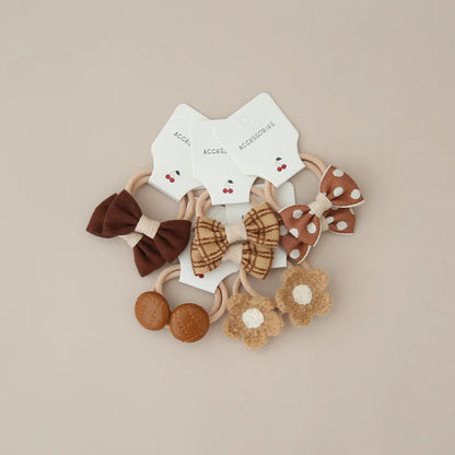 10Pcs/Lot, Elastic Hair Bow Clips for Children, Children's Headwear Hair Accessories for girls, Cute Hair ties, Lovely Hair Rope.