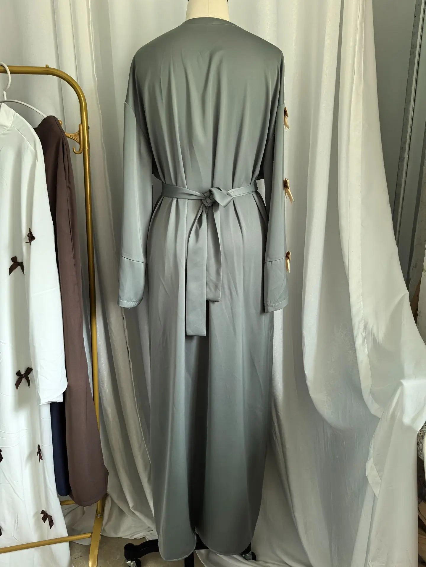 Eid Muslimischen Bogen Abaya Frauen Kleider Jalabiya Vestidos Largos Split Hülse Ramadan Marokko Dubai Lange Robe Party Islam Kaftan 2025
