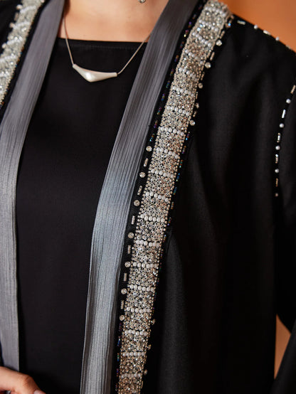 Ramadan Eid Open Abaya Damen Dubai Luxury Fashion Muslim Kimono Dress Kaftan Robe Femme Prayer Clothes Women Clothing Kebaya.