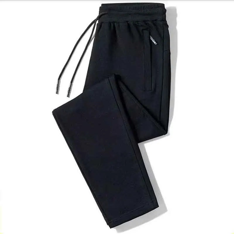 Spring and autumn new loose zipper men's solid color sports pants straight leg casual pants all match large size sweatpants.