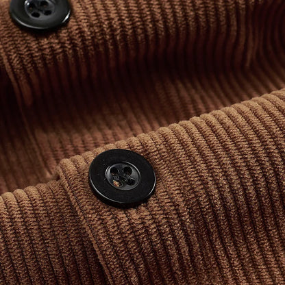 Men's Corduroy Jacket Stand-up Collar Slim Fit Retro Multi-pocket Workwear Commuter Coat for Spring And Autumn