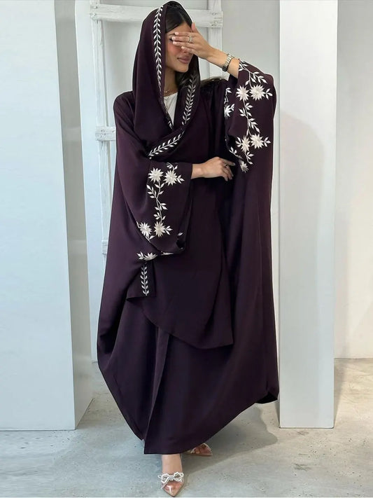 Siskakia Ramadan-Dubai Embroidery Cardigan abaya For Muslim Women's With Hijab Kebaya Moroccan stylish Elegant Clothing.