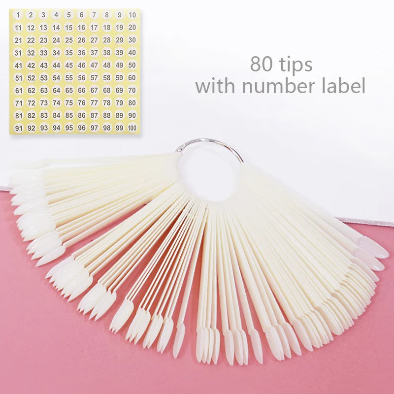 80/50/20pcs Nail Display Sticks Nail Swatch False Nail Tips Nail Gel Polish Practice Clear Display Board for Nail Art Tools
