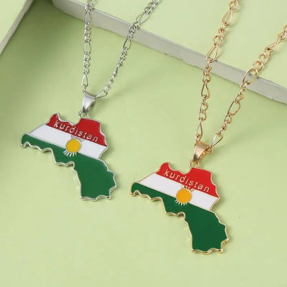 U2JF Unisex Kurdistan Map Pendant Necklace for Women Men Choker Keychain Gift.