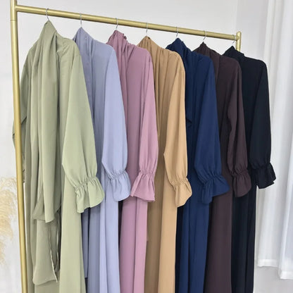 2024 Spring Muslim Modest Dress for Women Eid Arabic Femme Hijab Abaya Dubai 2 Pieces Islamic Long Sleeve Turkey Robe clothing
