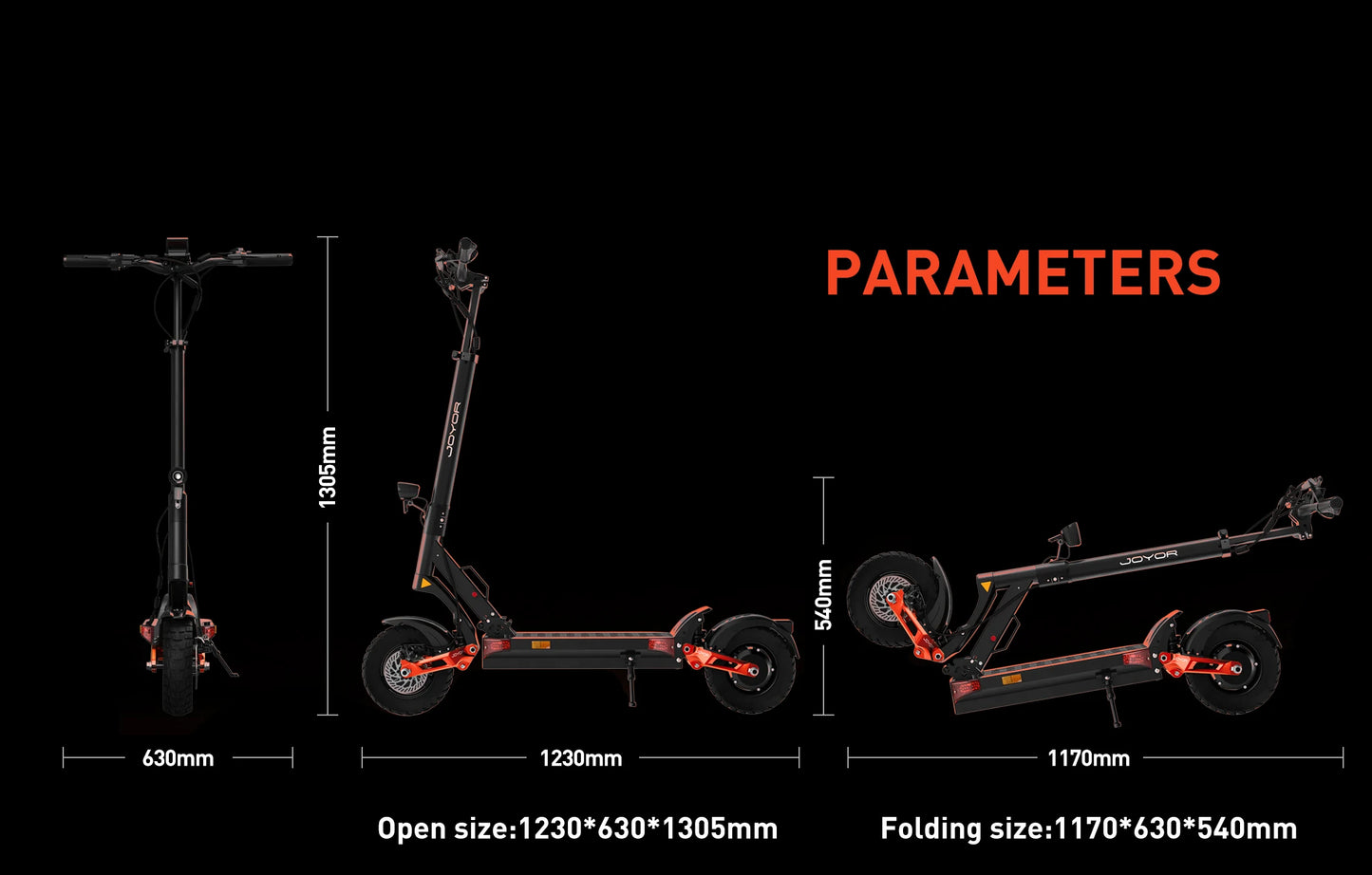 JOYOR T10 Adult Electric Scooter 1000W*2 Motor 60V18AH Battery Off-Road Escooter 10" Off-Road Tire Foldable E-Scooter