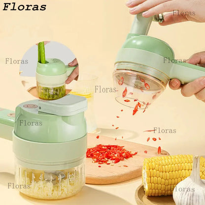Electric Vegetable Cutter Set Handheld Wireless Electric Garlic Masher Food Chopper Meat Grinder Machine Food Peel Slice.