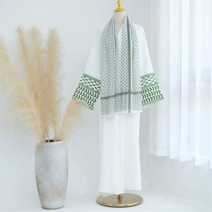 Linen Butterfly Embroidery Open Abaya Dubai Luxury 2024 Muslim Modest Kaftan Kimono Dresses Coat for Women Islam Clothing Kebaya.