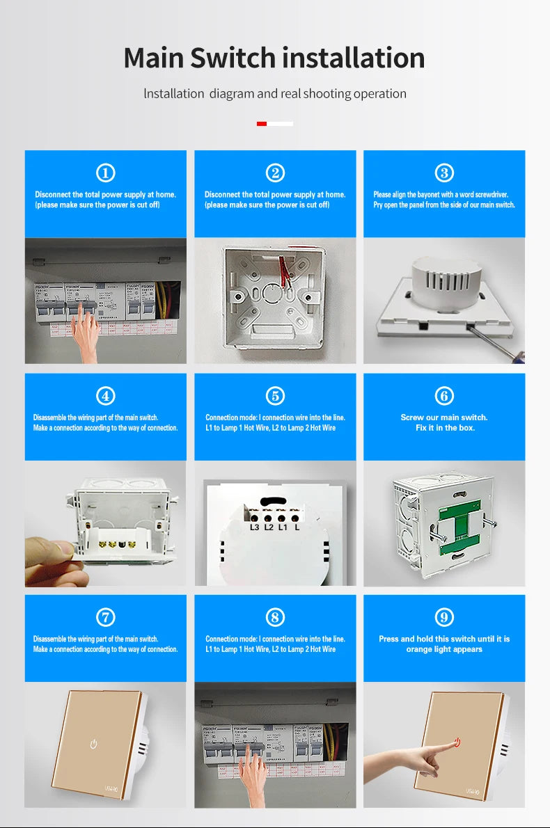 Ubaro eu/uk standard kristall gehärtetes glas wand paneel licht berührungs schalter led anzeige sensor elektrische taste 1/2/3gang 220v.