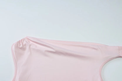 Dulzura Ladies Inclined Shoulder Sleeveless Slim Fit Lace Up Tank Top Solid Sexy Casual Y2K Top Party Club Street Summer Clothes.