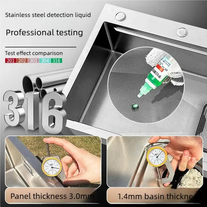 316L Stainless Steels Kitchen Sink Household Dish Vegetable Wash Basin Can be Installed On Either Side Large Single Slot