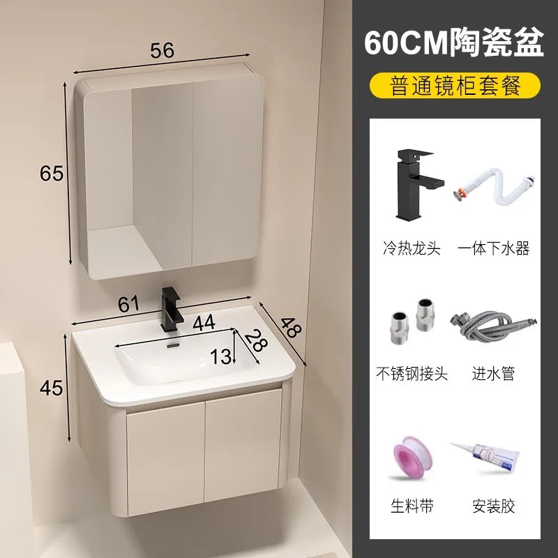 Moderner intelligenter Badezimmerschrank, Wabenstruktur, Aluminium, WC, Waschbecken, Schrank, Kombination, integriertes Keramikwaschbecken, Waschtisch