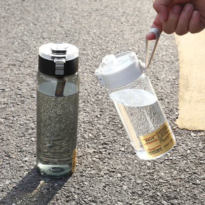 Kawaii Plastic Transparent Water Bottle Leakproof Simple Portable Outdoor Travel Office Water Bottle Juice Cup Beach Drinkware.