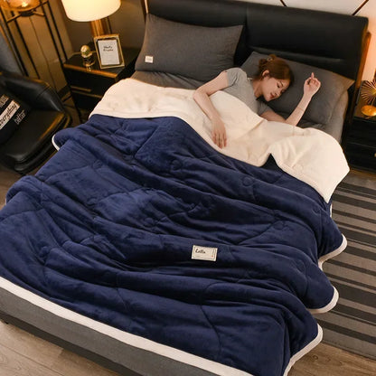 Milk Fleece Autumn Winter Warm Weighted Blankets for Beds European Thickened Beibei Velvet Throw Blanket Warmth Quilt Comforter