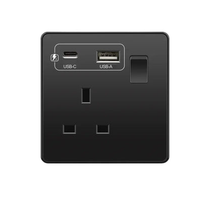 18 W Typ-C-Stecker, Schnellladung, UK 13 A USB-Wandsteckdose, Steckdose mit 3,1 A USB C, universelles Dual-5-Pin-Steckdosenpanel.