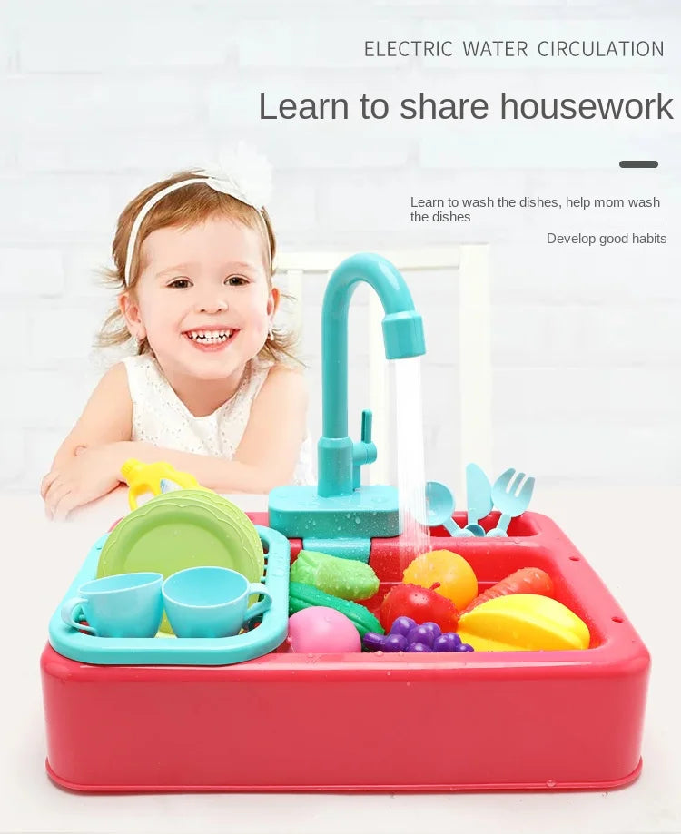 Kitchen Toy Plastic Dish Wash Sink Set Children Simulation Pretend Role Play Housework Kit Early Educational Toys for Children.