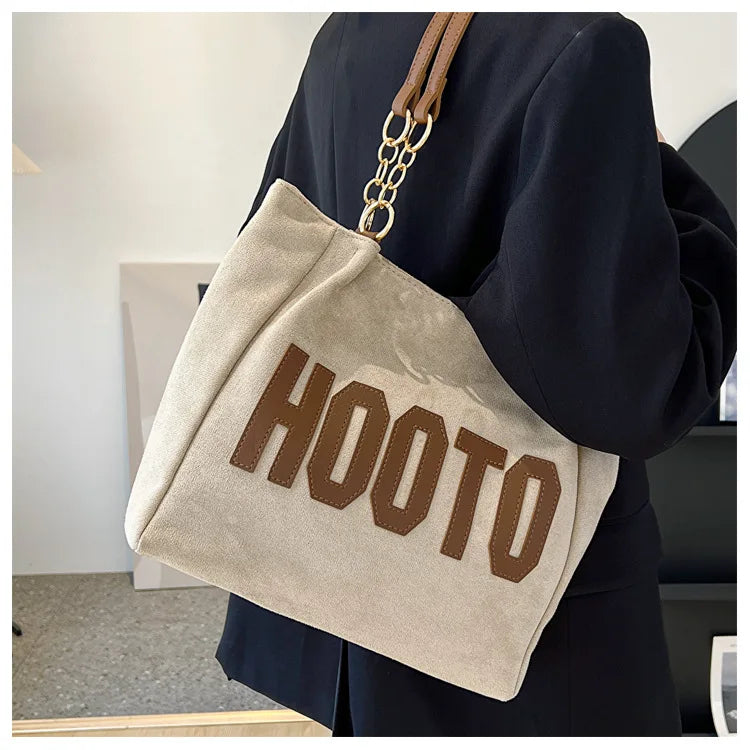 Solid Color Shoulder Bag, Trendy Letters Tote Bag, Canvas Campus Handbag for Women, Office,College,Work,Travel Hand Bags Bolsa.