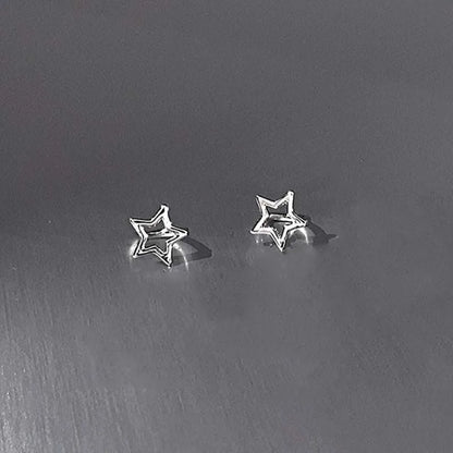 Y2K Style Hollow Pentagonal Stud Earrings for Women Personalize Star Asterism Round Ear Buckle Metal Accessories Fashion Jewelry.