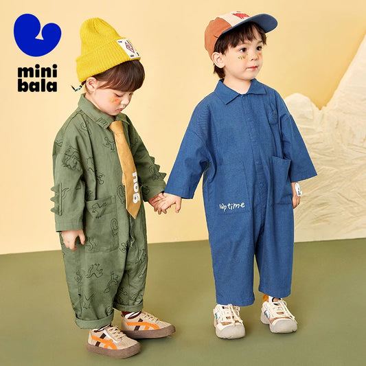 Mini Bala Outdoor Einteiliges Strampler-Set für Babys, Kinder-Arbeitskleidung, Krabbelanzug, Overall, Neu im Herbst und Winter 2024