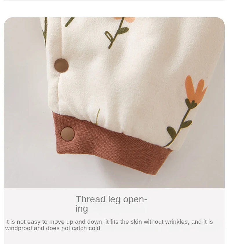 Neugeborene Schmetterlings kleidung Kletter kleidung verdickt Doppels chicht warme Baumwolle bedruckte Mönchs kleidung Herbst und Winter.