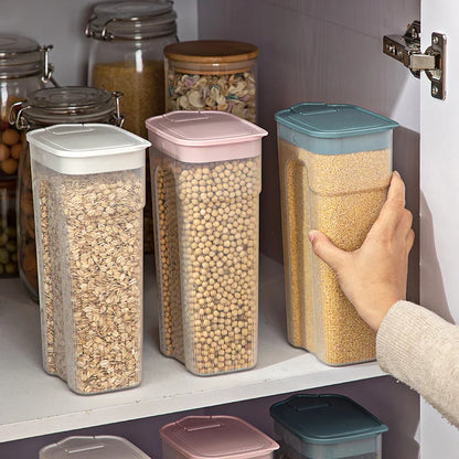 Kitchen Transparent Sealed Jar Plastic Household Cereals Grains Storage Box Hermetic Cans Organizer Bulk Classified Container.