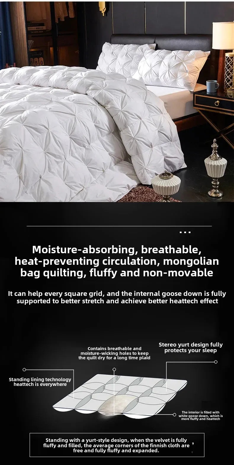 Goose Down Soft Duvet Luxury Blanket King Queen Twin Size Comforter Bedding Filler Bread Shape Super Warm Quilt.