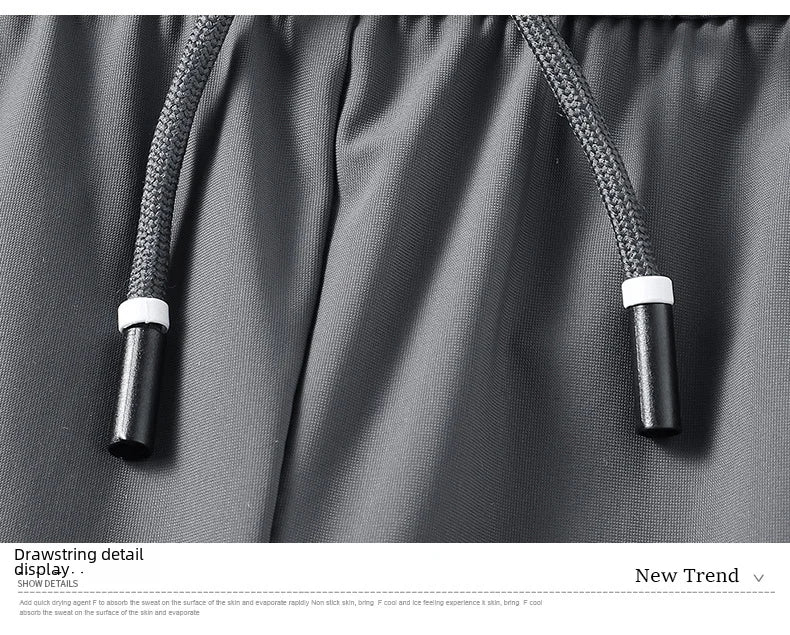 Men Summer Thin Ice Silk Pants Loose Style Workwear Casual Quick Dry Sports Pants Long Breathable High Elasticity