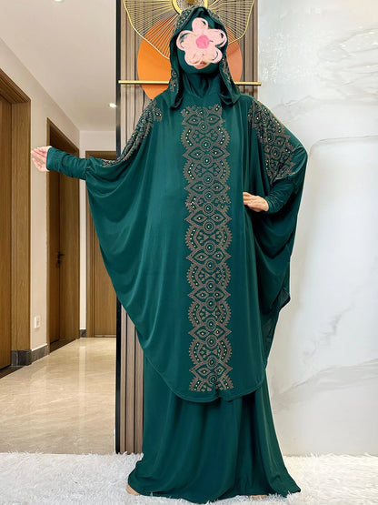 New Two Piece Set Solid Jilbab Prayer Muslim Abaya Set Women Prayer Garment Dress Hijab Long Khimar Skirt Sets Islamic Ramadan