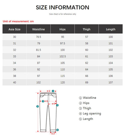 Autumn Classic Men's Fitted Stretch Jeans Business Casual Cotton Denim Straight Leg Pants Male Black Blue Trousers.