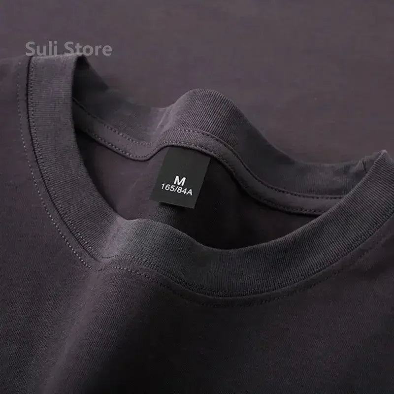 600g Heavy-duty Cotton Short Sleeved T-shirt for Men's Fashion Pure Cotton Thickened Short Sleeved Half Sleeved Tee.