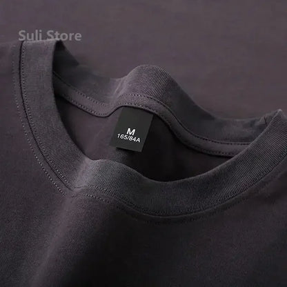 600g Heavy-duty Cotton Short Sleeved T-shirt for Men's Fashion Pure Cotton Thickened Short Sleeved Half Sleeved Tee.