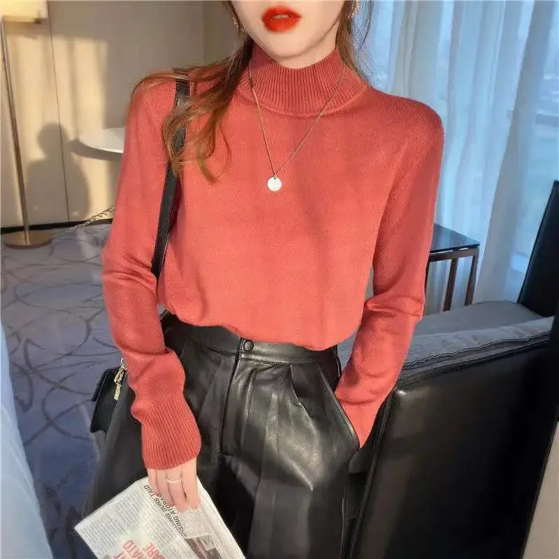 Herbst Winter Chic Bottom Pullover Frauen Mode Rollkragen Pullover Lose Langarm Gestrickte Jumper Weiche Warme Pull Femme Top