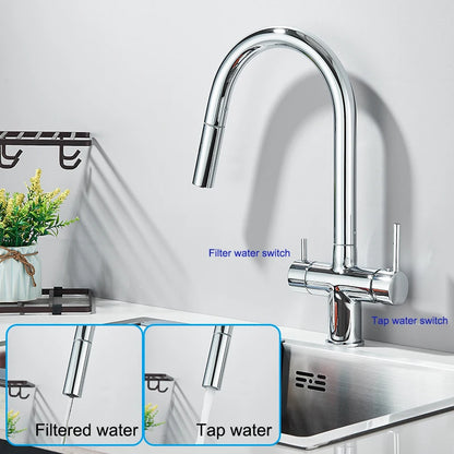 Wanmivezlo Extend Nozzle Kitchen Faucet 360 Degree Rotate Hot Cold Mixer kitchen Taps Dual Handle Drinking Water Tap