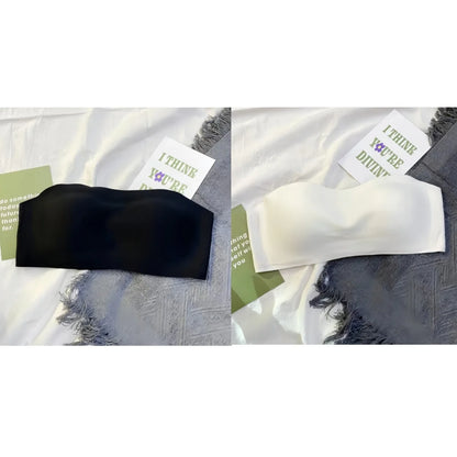 2Pcs/Set Strapless Bras For Women Push Up Bra Non-wire Bra Glossy Brassiere Seamless Underwear 1/2 Cup Padded Sexy Lingerie.