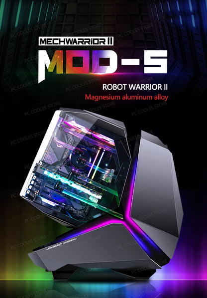 JONSBO MOD-5 Game E-sports Case All Aluminum Special-shaped Glass Chassis Support ATX Motherboard 360 Water-cooled 5V ARGB.