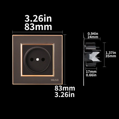 WESA EU-Standard-Spiegel-Acryl-Wandsteckdose, schwarze, flammhemmende Panel-Steckdose, 16 A, Steckdose, keine Standard-Erdung.