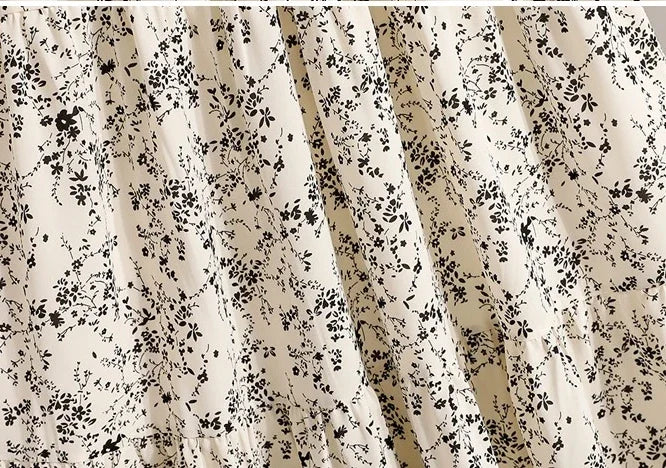 Zjaiss Autumn 2025 Floral Pleated A- Line Skirt Vintage Draped Elegant Chinese Style Women's Half-length Skirts With Lining.