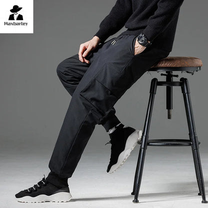 Winter Down Pants Men's Casual Waterproof Zipper Pocket Thick 90% Duck Down Cargo Pants Male Jogger Outdoor Warm Sports Pants.