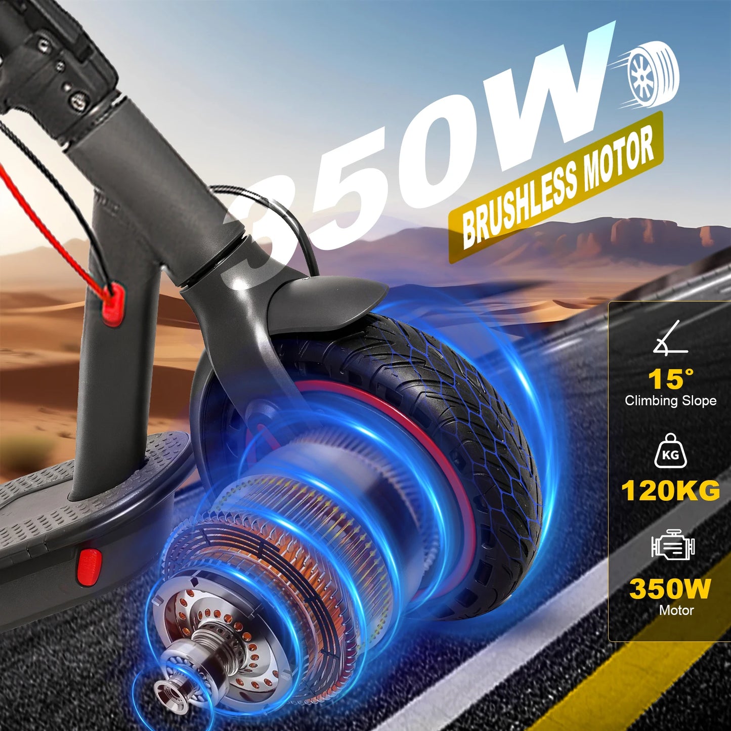 LADPED 350W Scooter Electric 36V Large Capacity Battery Folding Electric Kick Scooter with 8.5 Inch Explosion-proof Tire 31KM/H.