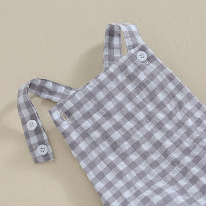 Tregren 0-24M Neugeborene Baby Mädchen Jungen Sommer Bodys Ärmel Plaid Gestreiften Muster Druck Overalls Säuglingsspiel Outfits.